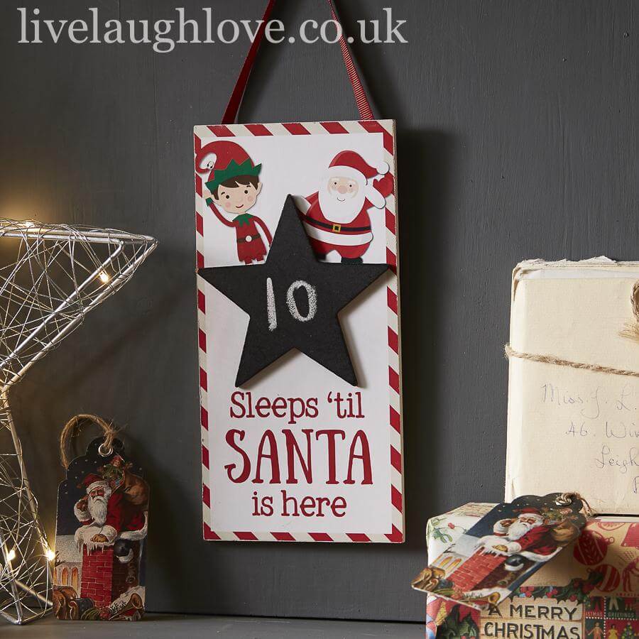 Sleeps 'Til Santa Plaque - LIVE LAUGH LOVE LIMITED