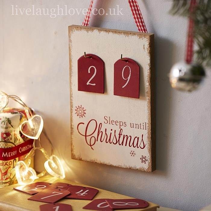 Sleeps Until Christmas Countdown Plaque - LIVE LAUGH LOVE LIMITED