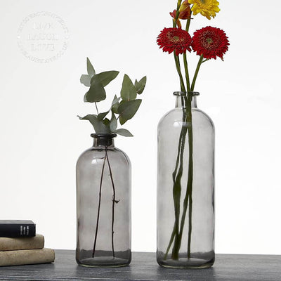 Smokey Grey Glass Bottle Vases - LIVE LAUGH LOVE LIMITED