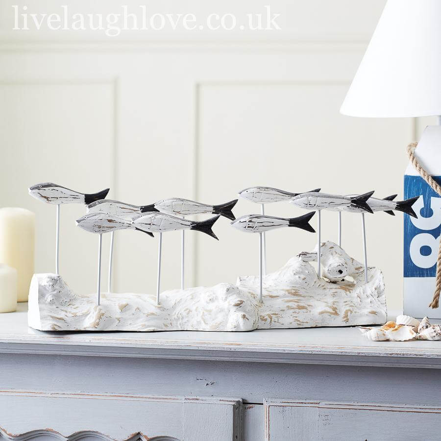 Swimming Fish On Large Natural Wooden Plinth - LIVE LAUGH LOVE LIMITED