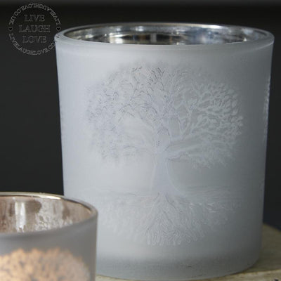 Tree Of Life Antique Silver Tea Light Holders - Set Of 3 - LIVE LAUGH LOVE LIMITED