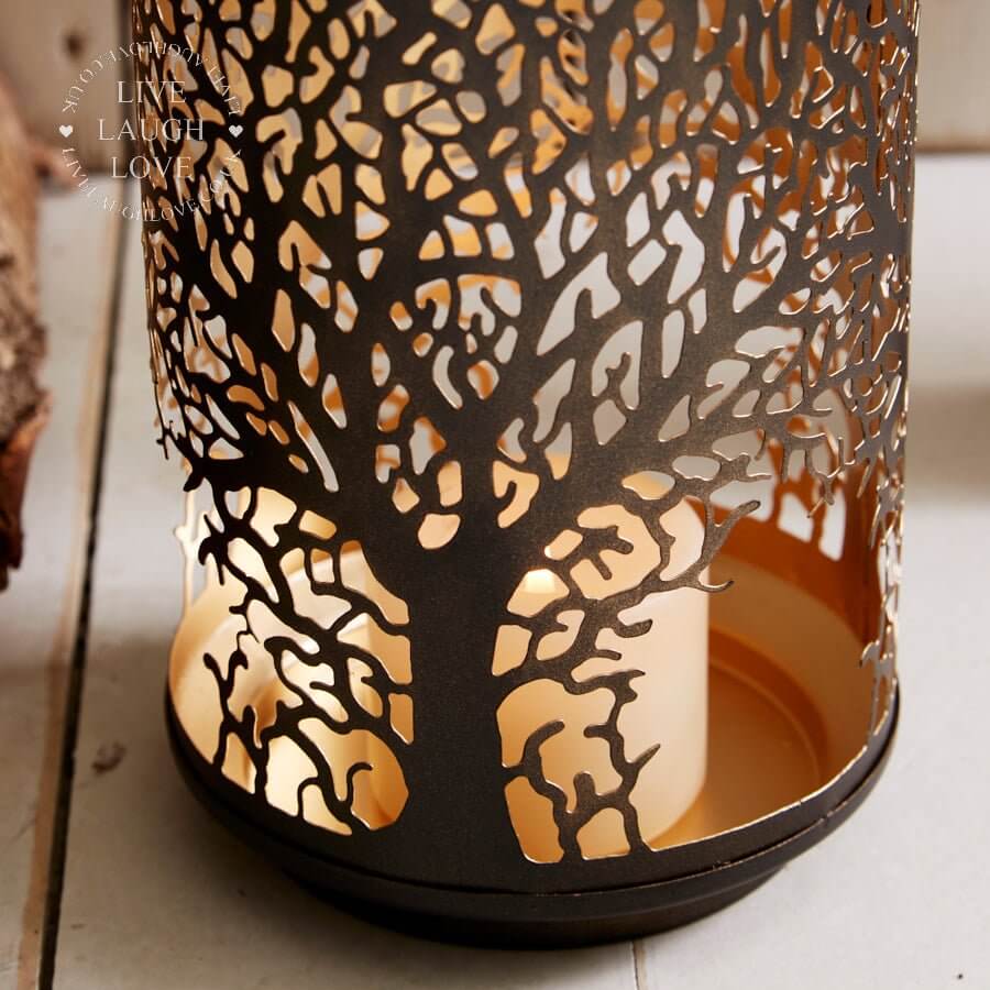 Tree of Life Black and Gold Lantern - LIVE LAUGH LOVE LIMITED