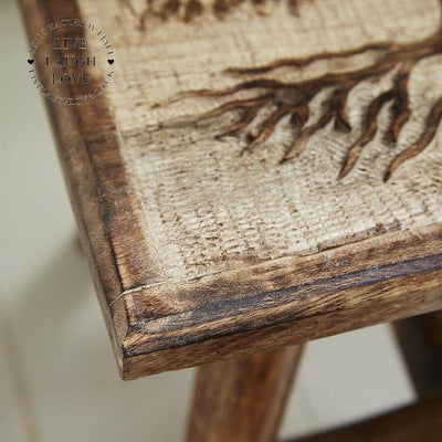 Tree Of Life Carved Stool - LIVE LAUGH LOVE LIMITED