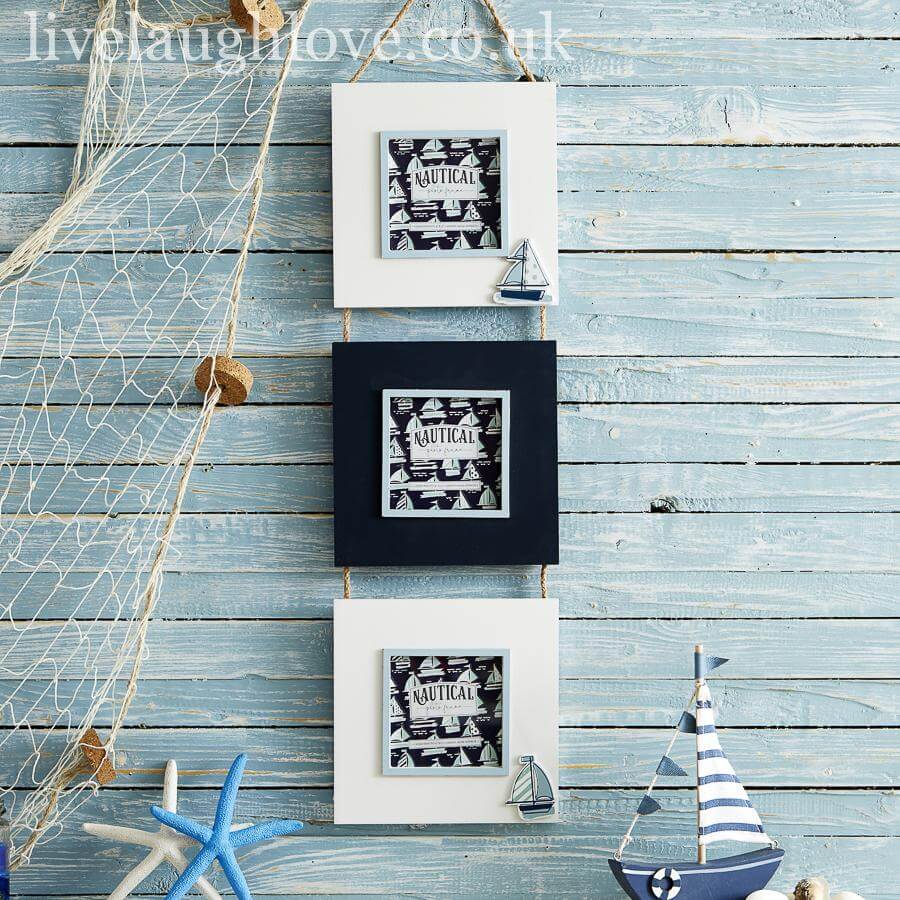 Triple Hanging Nautical Photo Frame - Boat - LIVE LAUGH LOVE LIMITED