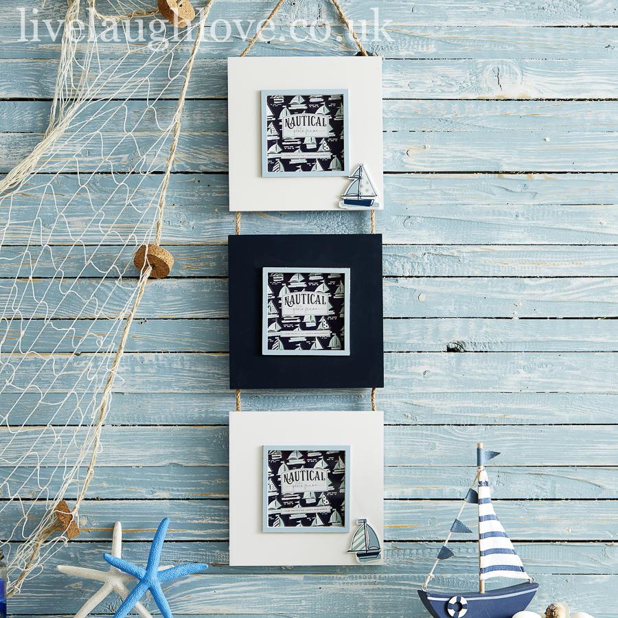 Triple Hanging Nautical Photo Frame - Boat - LIVE LAUGH LOVE LIMITED