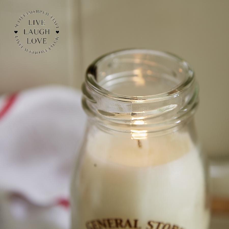 Vanilla Scented Milk Bottle Candle - LIVE LAUGH LOVE LIMITED