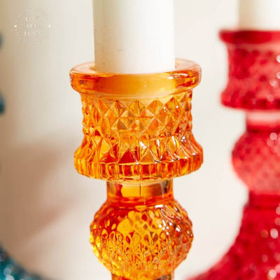 Vibrantly Coloured Glass Candleholders - Set of 4 - LIVE LAUGH LOVE LIMITED