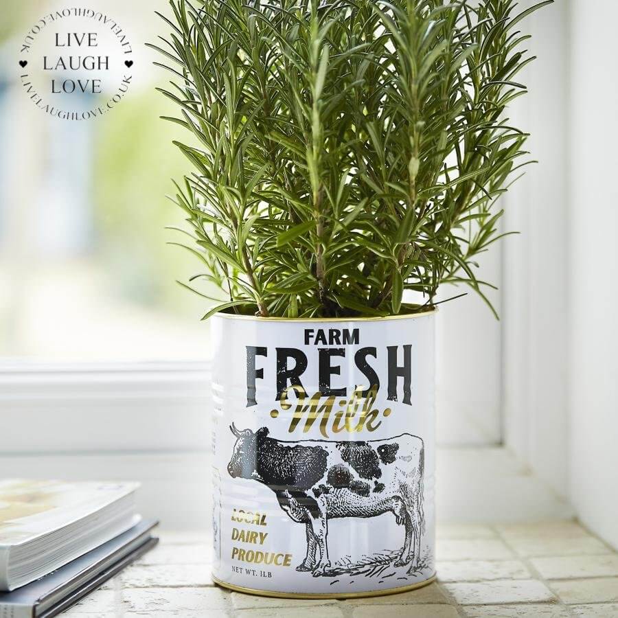 Vintage Country Style Storage Tin - Fresh Milk - LIVE LAUGH LOVE LIMITED