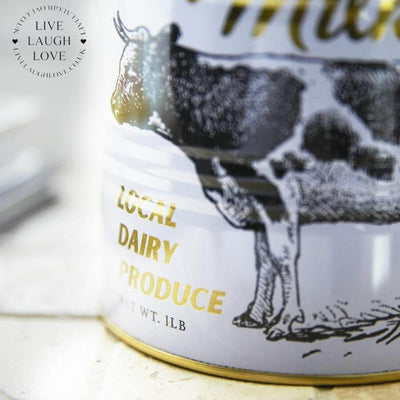 Vintage Country Style Storage Tin - Fresh Milk - LIVE LAUGH LOVE LIMITED