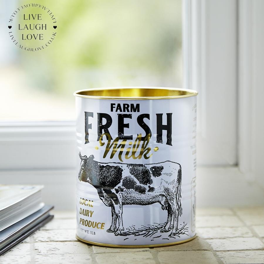 Vintage Country Style Storage Tin - Fresh Milk - LIVE LAUGH LOVE LIMITED