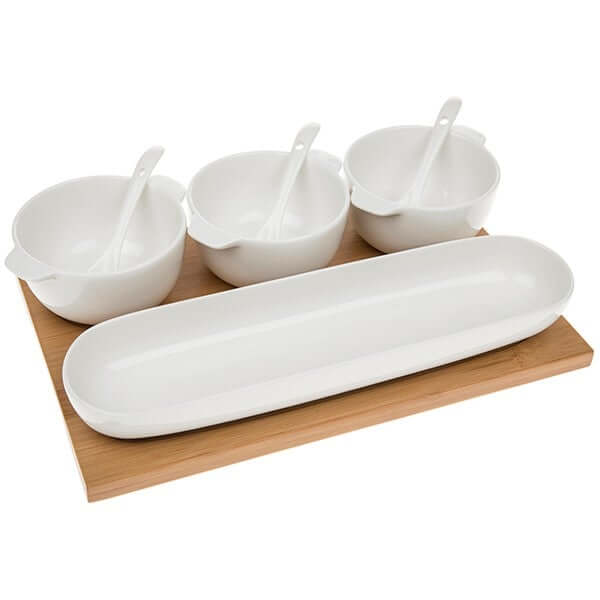 White Bamboo Veg Dip Set - LIVE LAUGH LOVE LIMITED