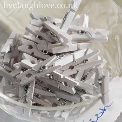 White Craft Pegs - Pack Of 50 - LIVE LAUGH LOVE LIMITED