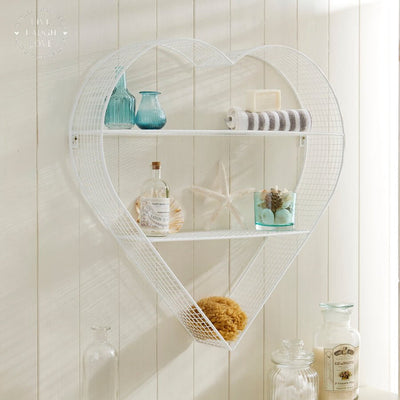 White Wire Heart Shelves 63cm - LIVE LAUGH LOVE LIMITED