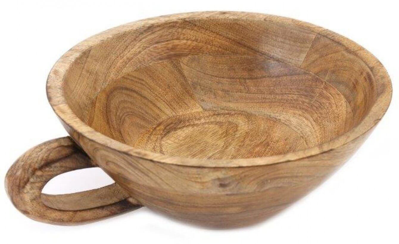 Wooden Bowl With Handle - LIVE LAUGH LOVE LIMITED