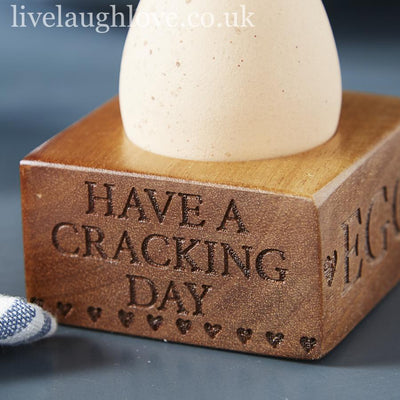 Wooden Egg Holder with Carved Wording - LIVE LAUGH LOVE LIMITED