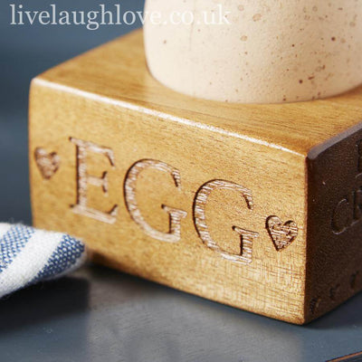 Wooden Egg Holder with Carved Wording - LIVE LAUGH LOVE LIMITED