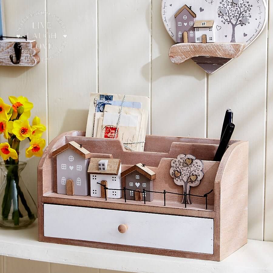 Wooden Houses Letter Rack - LIVE LAUGH LOVE LIMITED