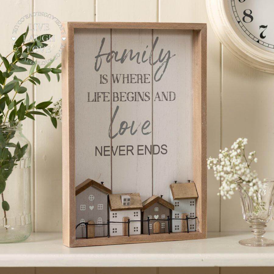 Wooden Houses Plaque - LIVE LAUGH LOVE LIMITED