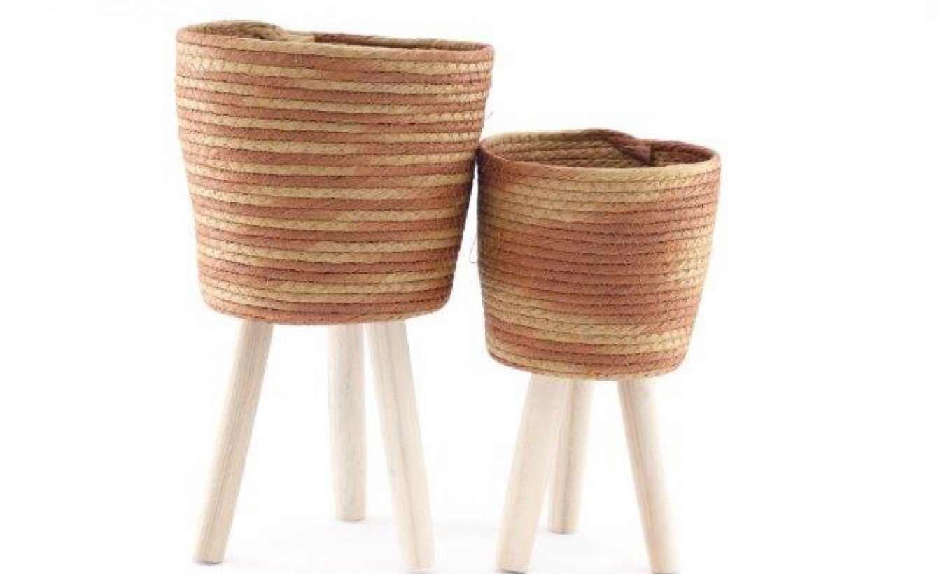 Woven Planters on Legs - LIVE LAUGH LOVE LIMITED