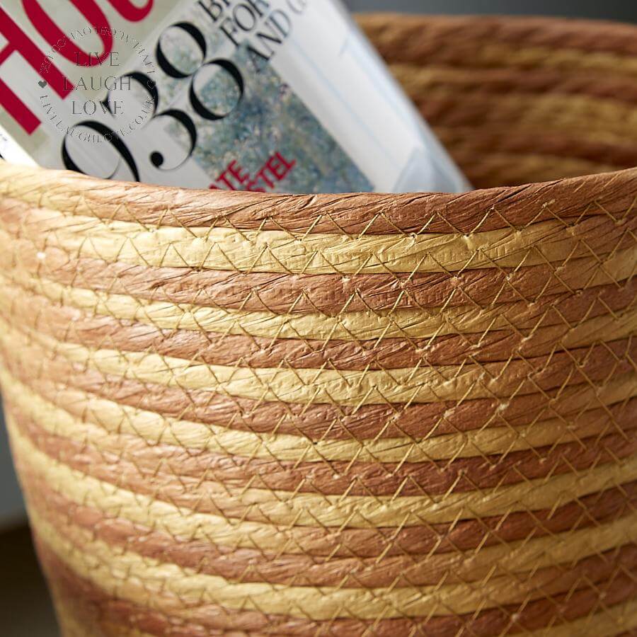 Woven Storage Baskets On Wooden Legs - LIVE LAUGH LOVE LIMITED