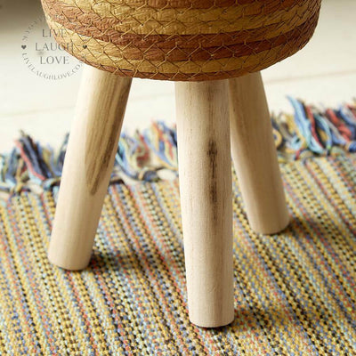 Woven Storage Baskets On Wooden Legs - LIVE LAUGH LOVE LIMITED