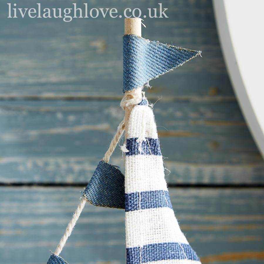 Yacht Shelf Sitter With Bunting - Blue - LIVE LAUGH LOVE LIMITED